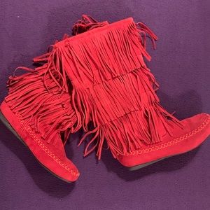 Red Fringe Boots